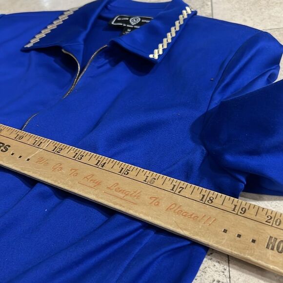 ST. JOHN SPORT Jacket Blazer Blue Gold Embroidered SUIT (Sweater Sold Separate) - Picture 7 of 7